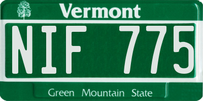 VT license plate NIF775
