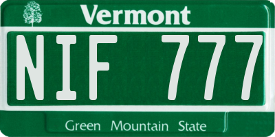 VT license plate NIF777