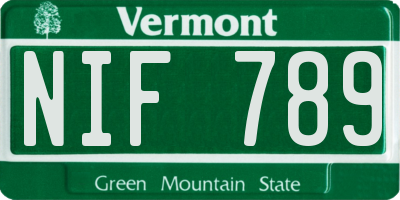 VT license plate NIF789