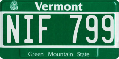 VT license plate NIF799