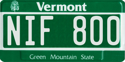 VT license plate NIF800