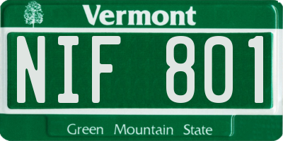 VT license plate NIF801
