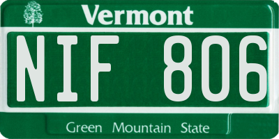 VT license plate NIF806