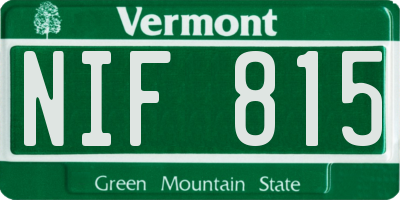 VT license plate NIF815