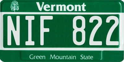 VT license plate NIF822