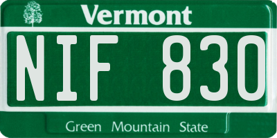 VT license plate NIF830