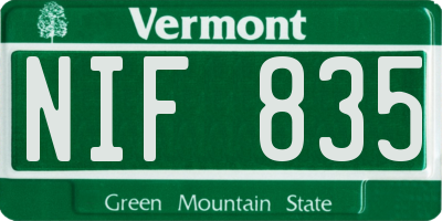 VT license plate NIF835