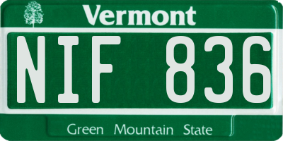 VT license plate NIF836