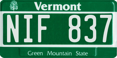 VT license plate NIF837