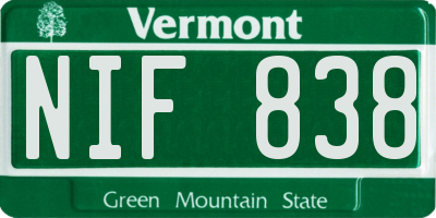 VT license plate NIF838