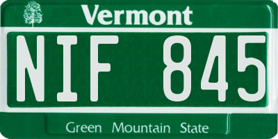 VT license plate NIF845