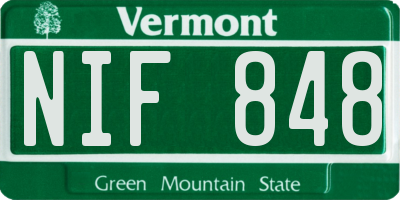 VT license plate NIF848