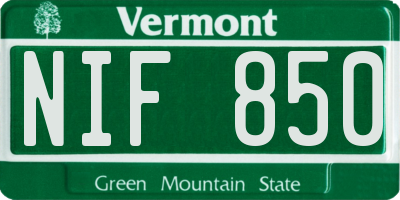 VT license plate NIF850