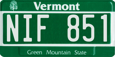 VT license plate NIF851