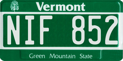 VT license plate NIF852