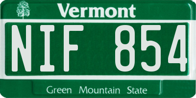 VT license plate NIF854