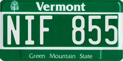 VT license plate NIF855