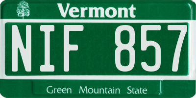 VT license plate NIF857