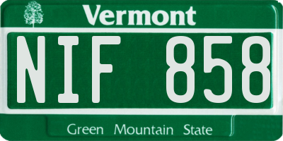VT license plate NIF858