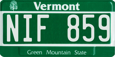VT license plate NIF859