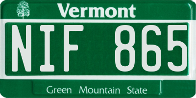 VT license plate NIF865