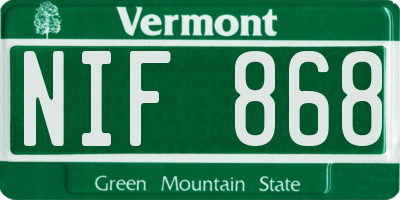 VT license plate NIF868