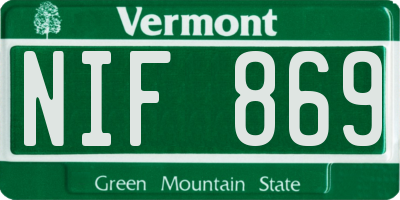 VT license plate NIF869