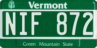 VT license plate NIF872