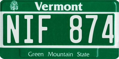 VT license plate NIF874