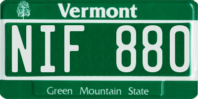 VT license plate NIF880