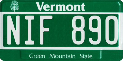 VT license plate NIF890