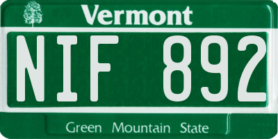 VT license plate NIF892
