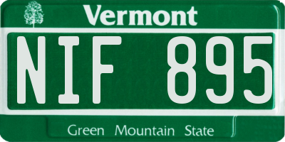 VT license plate NIF895