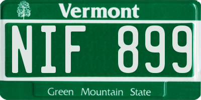 VT license plate NIF899