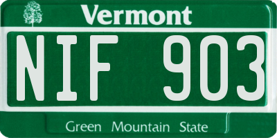 VT license plate NIF903