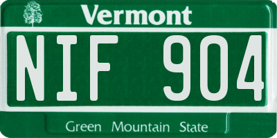 VT license plate NIF904