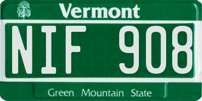 VT license plate NIF908