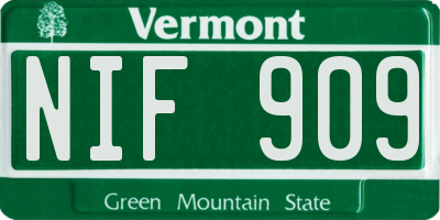 VT license plate NIF909