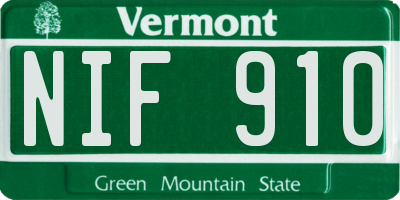 VT license plate NIF910