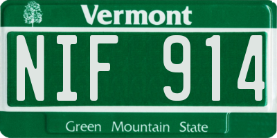 VT license plate NIF914