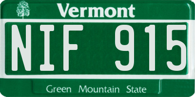 VT license plate NIF915