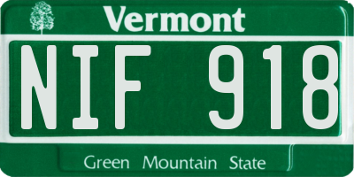 VT license plate NIF918
