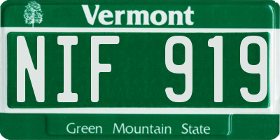 VT license plate NIF919