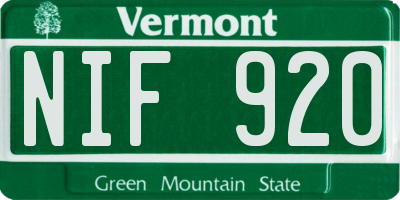 VT license plate NIF920