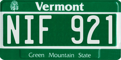 VT license plate NIF921