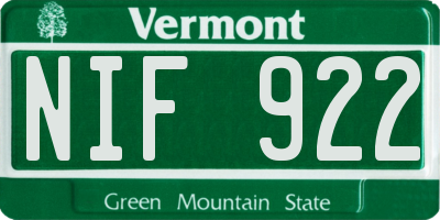 VT license plate NIF922