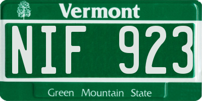 VT license plate NIF923