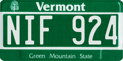 VT license plate NIF924