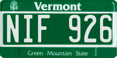 VT license plate NIF926