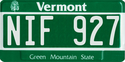 VT license plate NIF927